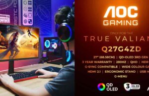 Az AOC GAMING Q27G4ZD új szintre emeli a 3. generációs QD-OLED élményt 280 Hz és 1000 nites fényerő társaságában