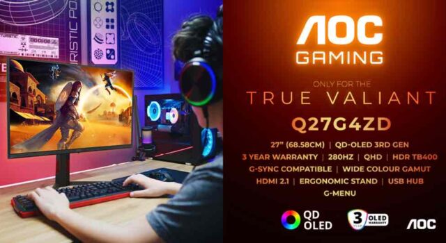 Az AOC GAMING Q27G4ZD új szintre emeli a 3. generációs QD-OLED élményt 280 Hz és 1000 nites fényerő társaságában