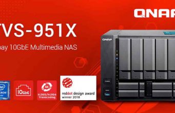 QNAP 9 lemezes TVS-951X 10GBASE-T multimédia NAS, 7. generációs Intel CPU-val